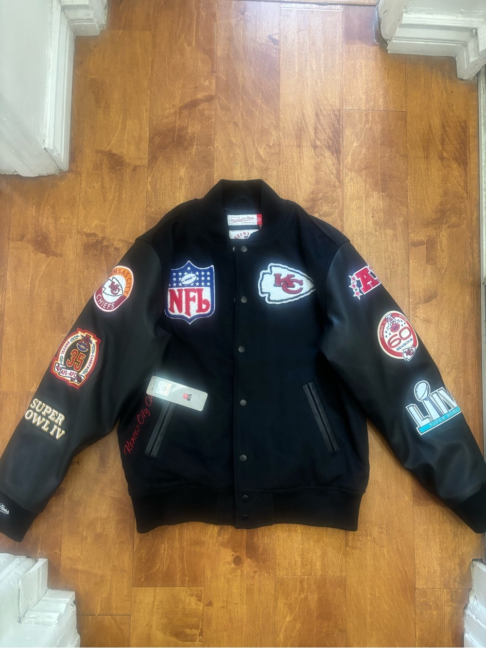 Mitchell & Ness Black Kansas City Chiefs Patchwork Varsity Jacket